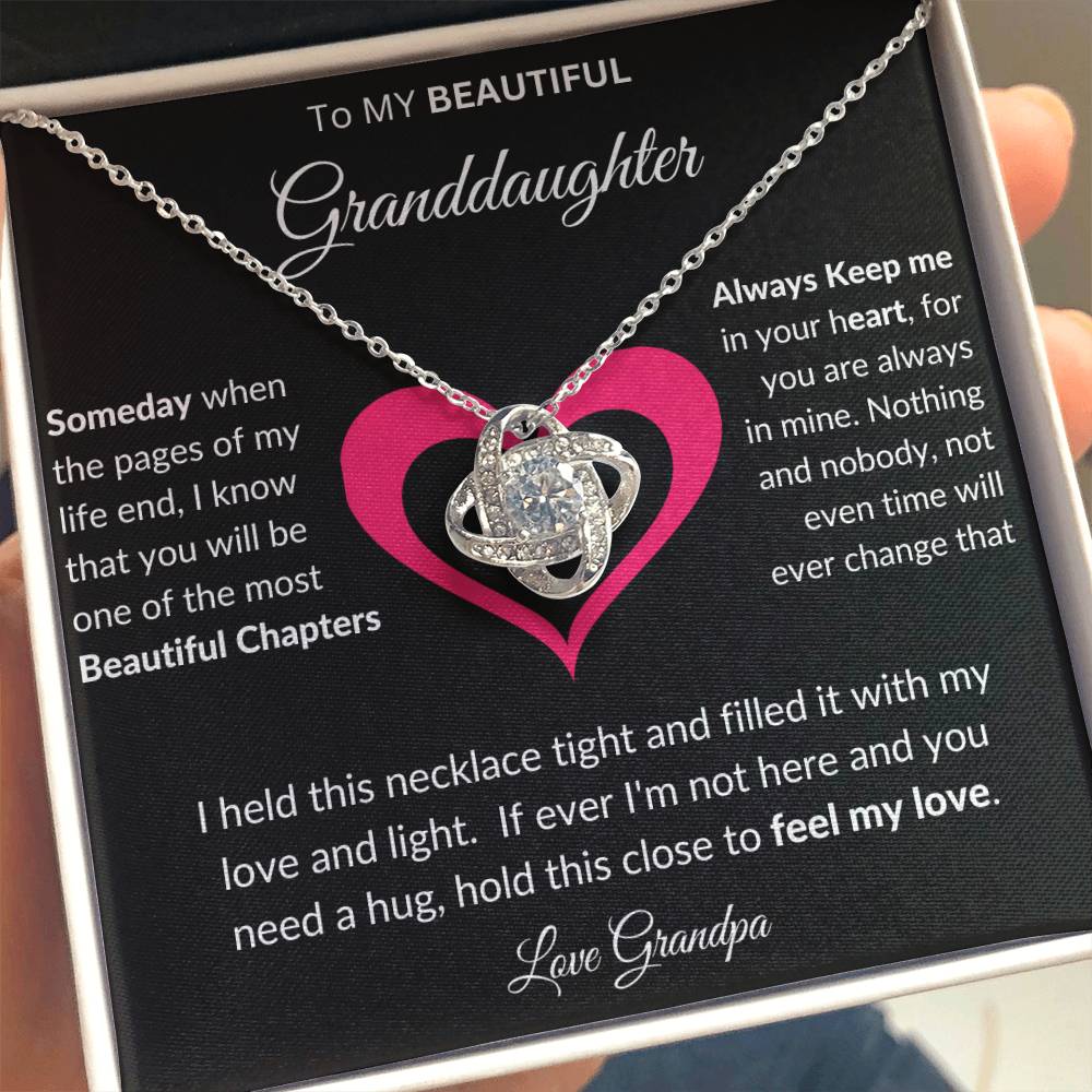 To My Beautiful Granddaughter Love Knot Necklace Gift From Grandpa