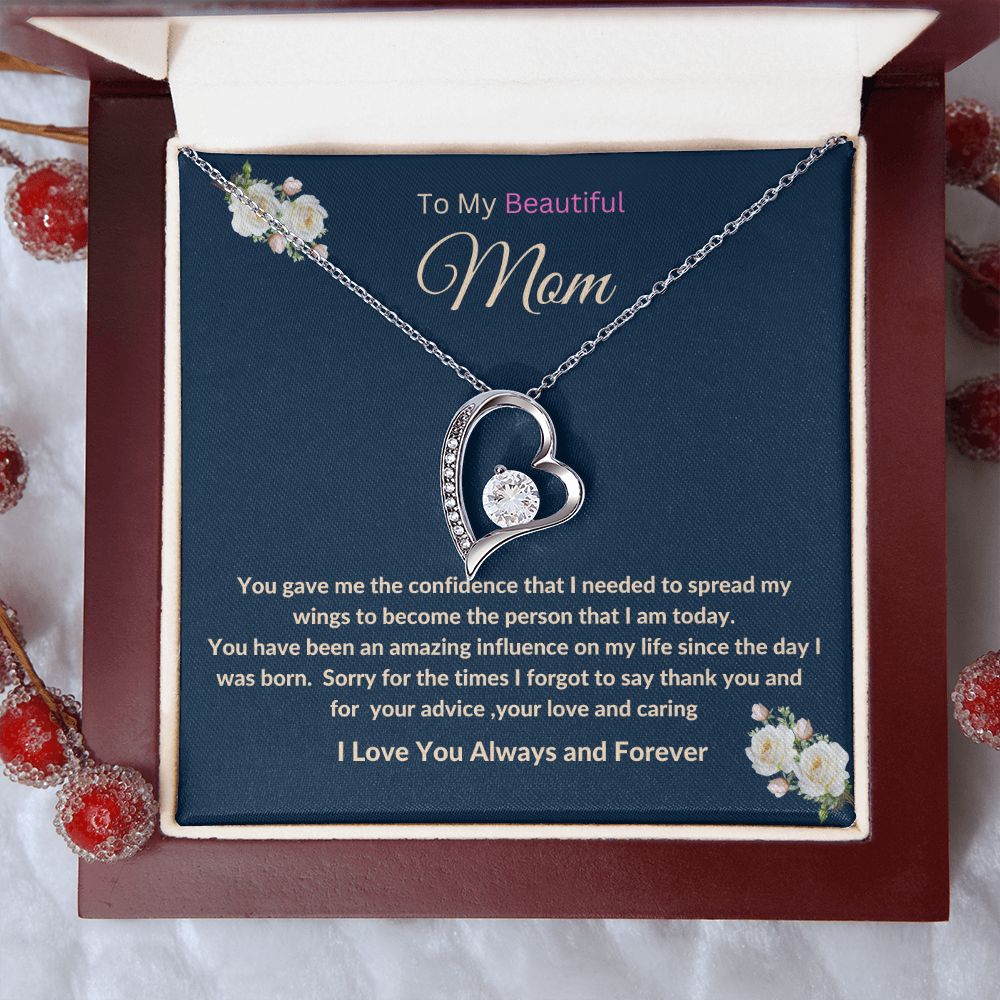 To My Beautiful Mom Forever Love Necklace.  Mother's Day, Birthday, Thank You  Gift