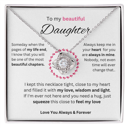 To My Beautiful Daughter Love Knot Necklace:  Perfect Gift for Birthdays , Graduation, Holidays
