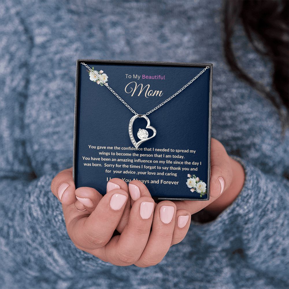 To My Beautiful Mom Forever Love Necklace.  Mother's Day, Birthday, Thank You  Gift