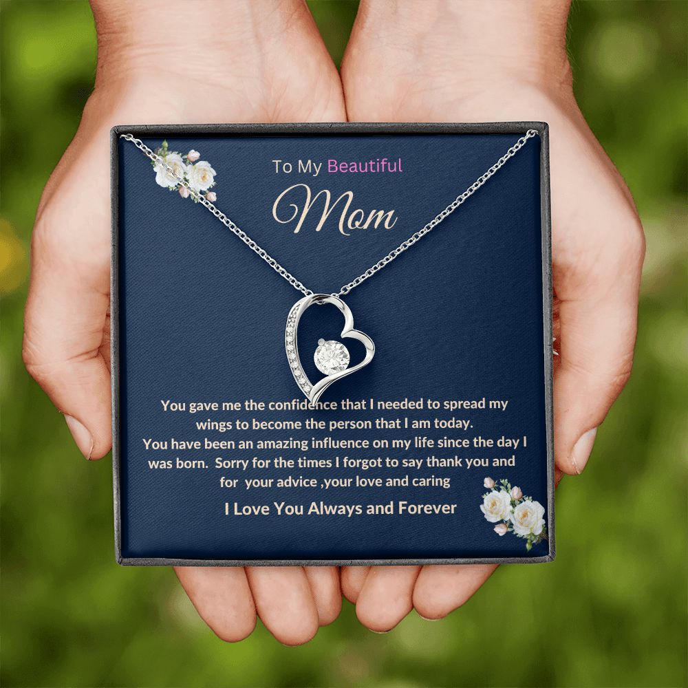 To My Beautiful Mom Forever Love Necklace.  Mother's Day, Birthday, Thank You  Gift