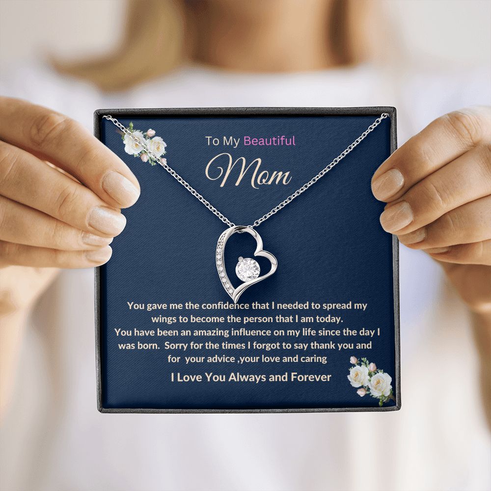 To My Beautiful Mom Forever Love Necklace.  Mother's Day, Birthday, Thank You  Gift