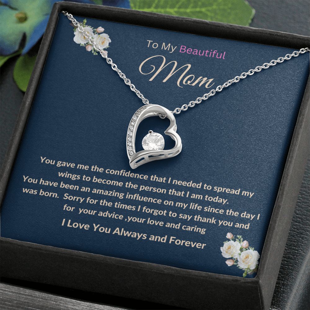 To My Beautiful Mom Forever Love Necklace.  Mother's Day, Birthday, Thank You  Gift